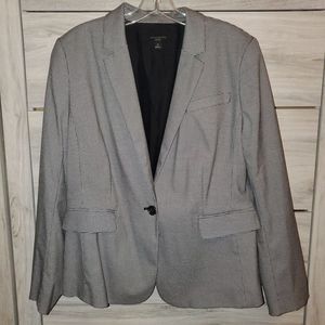 Ann Taylor One Button 12P Petite Houndstooth Blazer